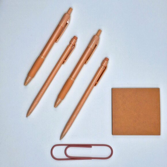 Monochromatic Pink Pen Pencil Sticky Notes XL Paper Clip Set Desk Organization - Picture 1 of 4